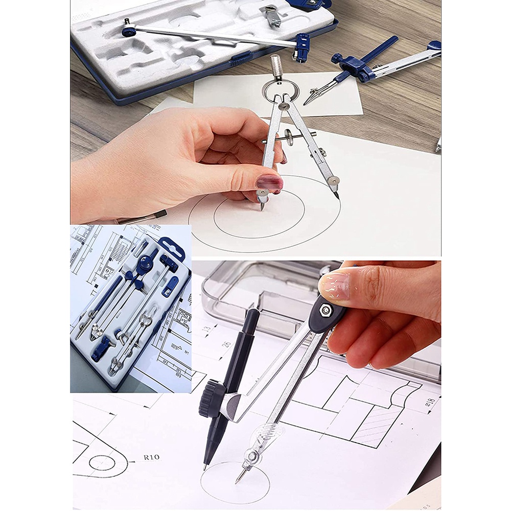 A46M-9Pc Drafting Compass For  - Math Geometry Set With Compass ulasan dan harga