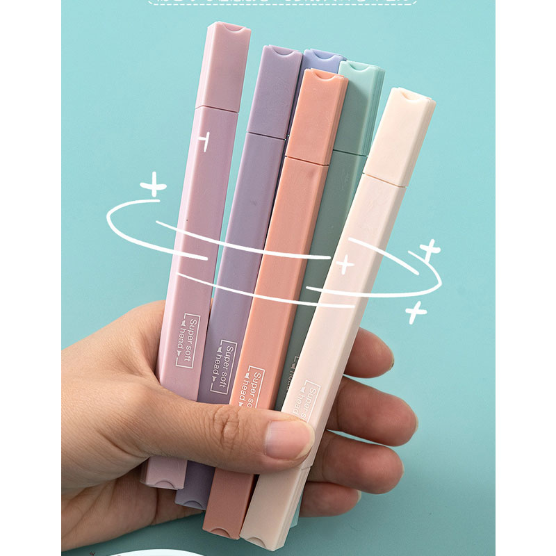 6 PCS Double Side Highlighter  - Pastel Highlighter Set Double Ended ulasan dan harga