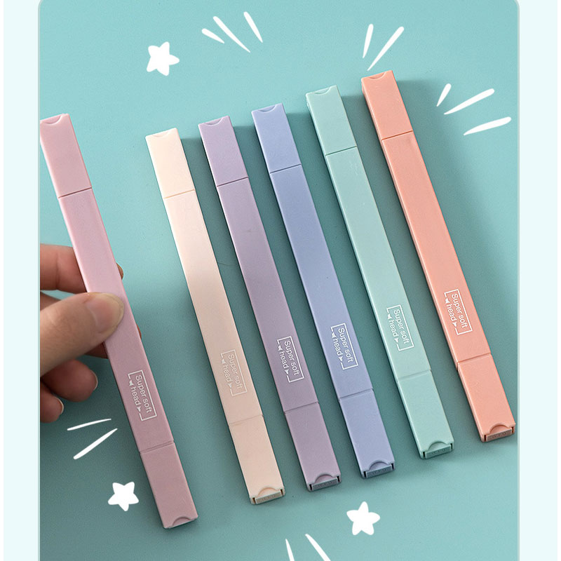 6 PCS Double Side Highlighter  - Pastel Highlighter Set Double Ended ulasan dan harga
