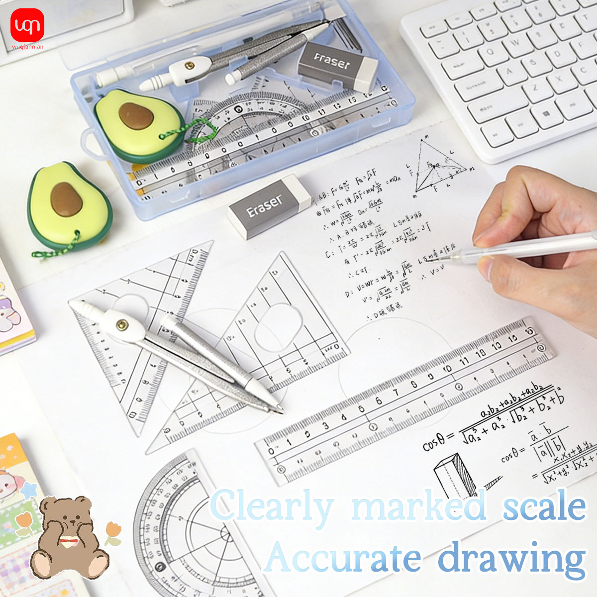 9Pcs Student Math Compass Geom - Math Geometry Set With Compass ulasan dan harga
