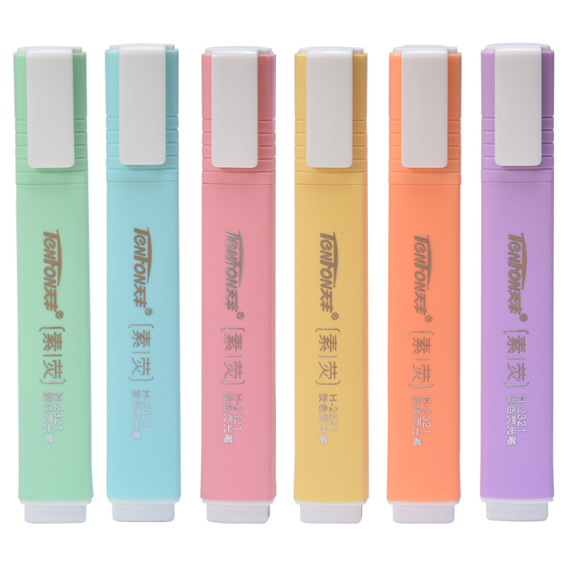 6 Pcs/set Flat Shape Pale Colo - Pastel Highlighter Set Double Ended ulasan dan harga