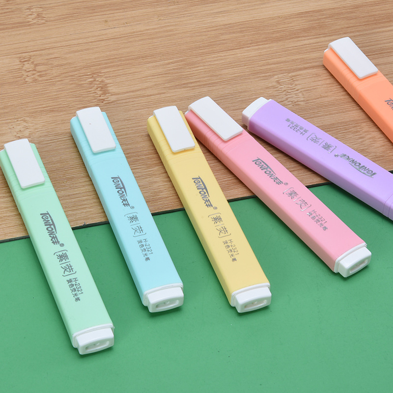 6 Pcs/set Flat Shape Pale Colo - Pastel Highlighter Set Double Ended ulasan dan harga