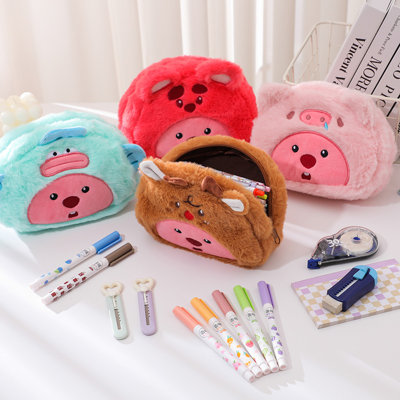 Cartoon Plush Pencil Bag Stude - School Supplies ulasan dan harga