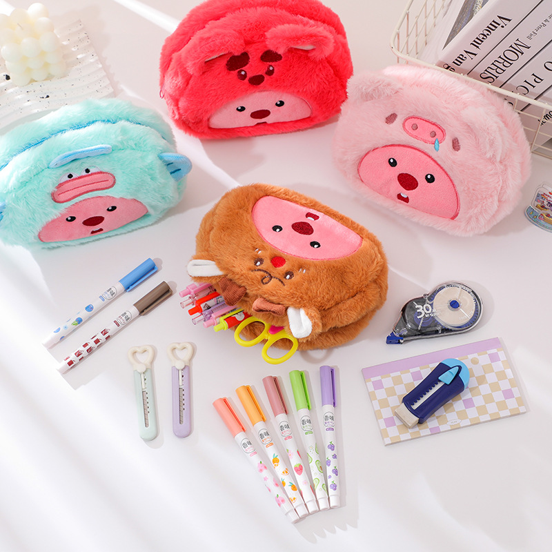 Cartoon Plush Pencil Bag Stude - School Supplies ulasan dan harga